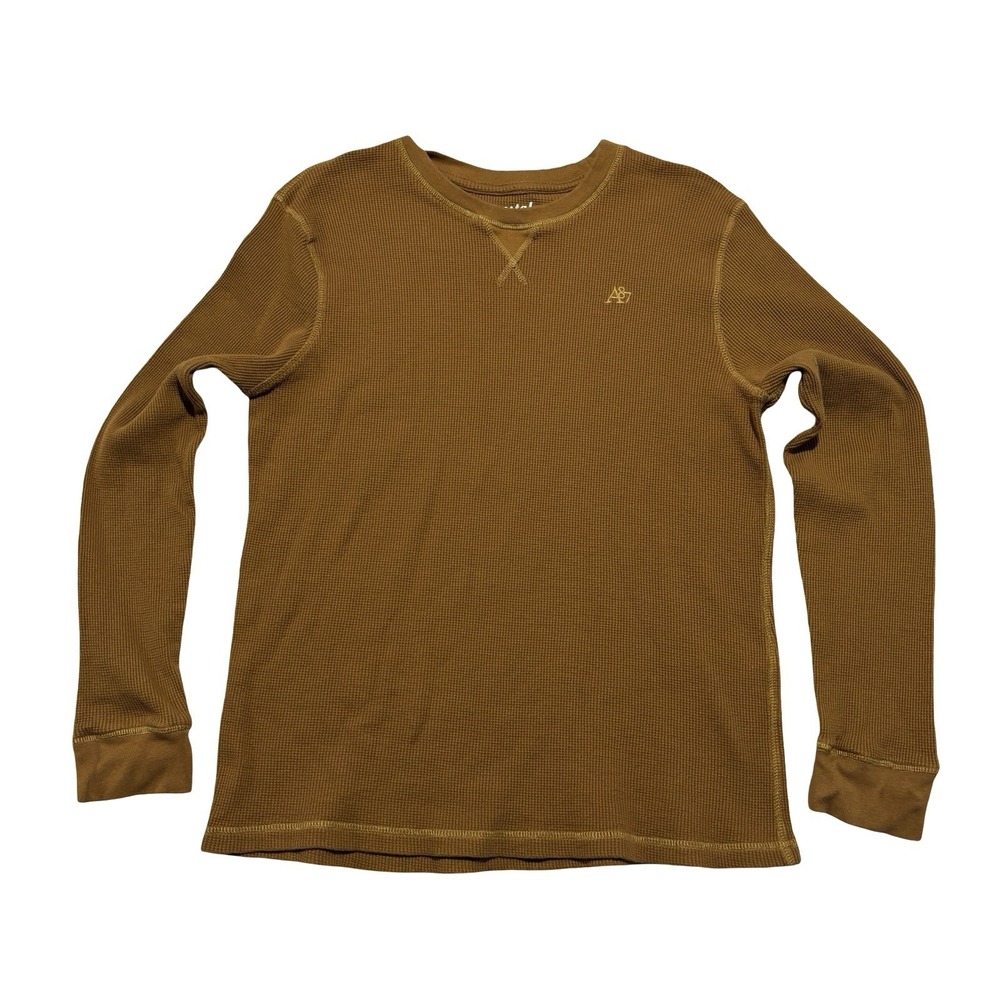 Aeropostale Men's Long Sleeve Waffle Thermal Shirt Brown Size Large 20 x 26